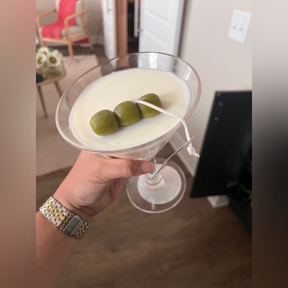 Martini Glass with Olive Garnish Candle - Picture 2 of 4